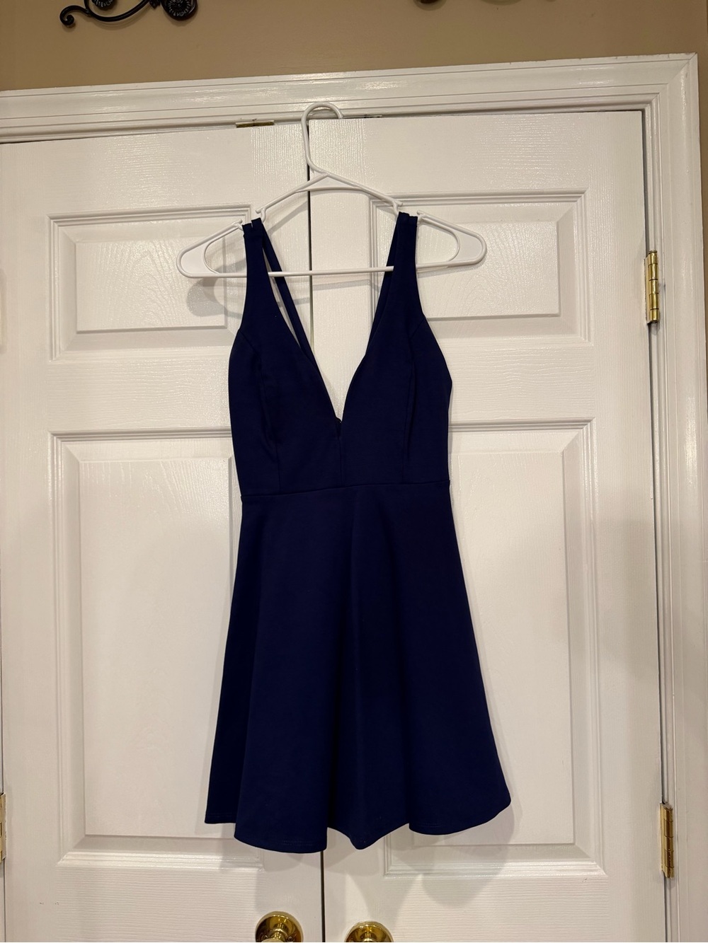 Deep Navy V-Neck Fit & Flare Dress